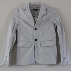 NWT Bonpoint Boys Seersucker Two Button Blazer Jacket‎ White Blue Stripe 12